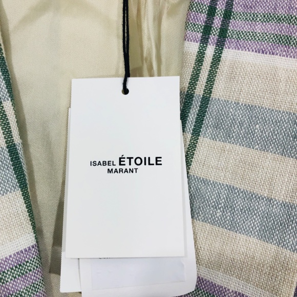 Isabel Marant Etoile $675 Celedon Veste Ilindae Pastel Plaid Blazer Line… - Picture 6 of 16